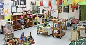 colourful play room in childcare centre